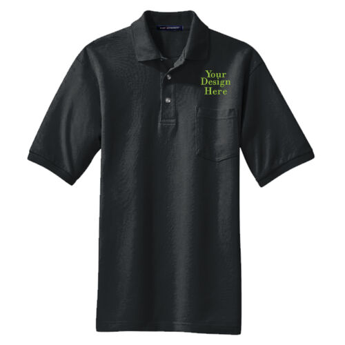 Embroidered Crest - Heavyweight Cotton Pique Polo with Pocket Thumbnail