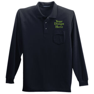Embroidered Crest - Long Sleeve Silk Touch&#153; Polo with Pocket Thumbnail