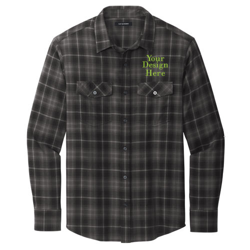 Embroidered Crest - Long Sleeve Ombre Plaid Shirt Thumbnail