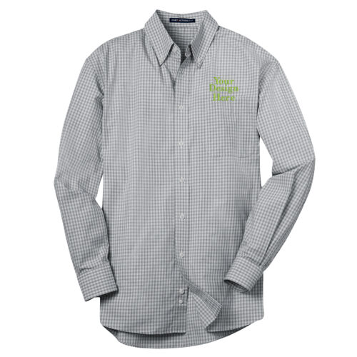 Embroidered Crest - Plaid Pattern Easy Care Shirt Thumbnail