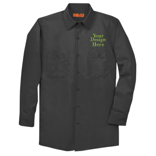 Embroidered Crest - Long Size, Long Sleeve Industrial Work Shirt Thumbnail
