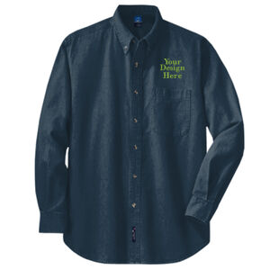 Embroidered Crest - Long Sleeve Value Denim Shirt Thumbnail