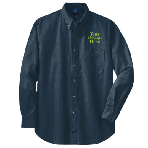 Embroidered Crest - Long Sleeve Value Denim Shirt Thumbnail