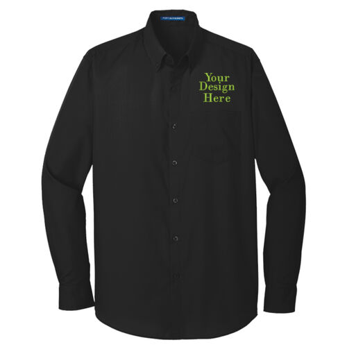 Embroidered Crest - Tall Long Sleeve Carefree Poplin Shirt Thumbnail