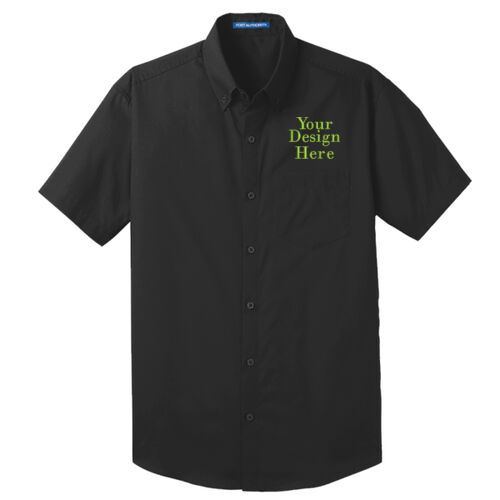 Embroidered Crest - Short Sleeve Carefree Poplin Shirt Thumbnail