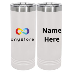 Custom Printed  - 20 oz Stainless White Skinny Tumbler with Stainless Straw and Lid Thumbnail