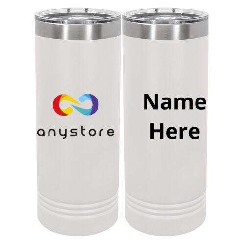 Custom Printed  - 20 oz Stainless White Skinny Tumbler with Stainless Straw and Lid Thumbnail