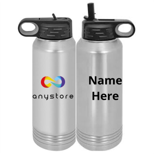 Custom Printed  -  Custom 30 oz. Silver Stainless Steel Vacuum Insulated Water Bottle Thumbnail