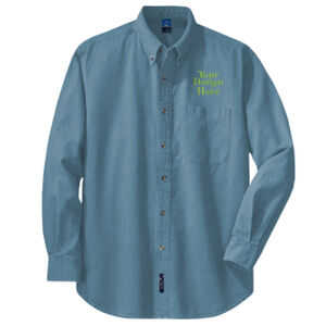 Embroidered Crest - Long Sleeve Value Denim Shirt Thumbnail