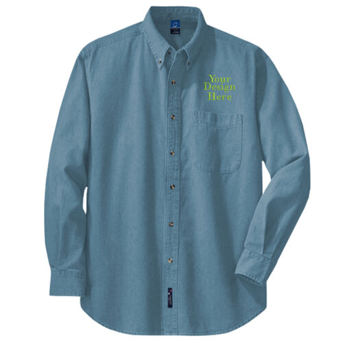 Embroidered Crest - Long Sleeve Value Denim Shirt Thumbnail