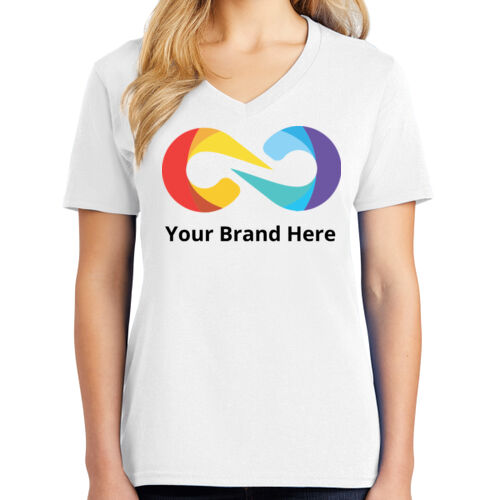 YourBrandHere - Ladies Core Cotton V Neck Tee Thumbnail