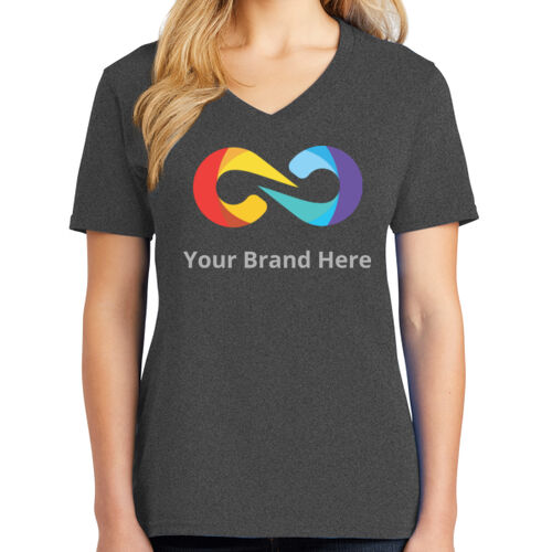 YourBrandHere - Ladies Core Cotton V Neck Tee Thumbnail