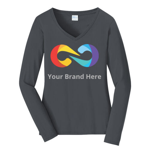 YourBrandHere - Ladies Long Sleeve Fan Favorite V Neck Tee Thumbnail