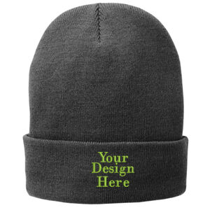 Embroidered  - Fleece Lined Knit Cap Thumbnail