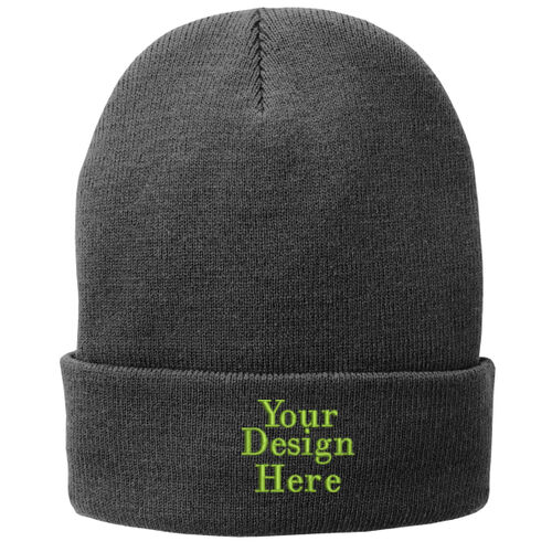 Embroidered  - Fleece Lined Knit Cap Thumbnail