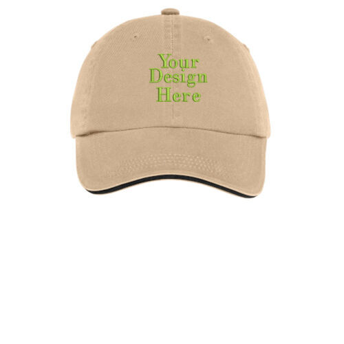 Embroidered  - Sandwich Bill Cap with Striped Closure Thumbnail