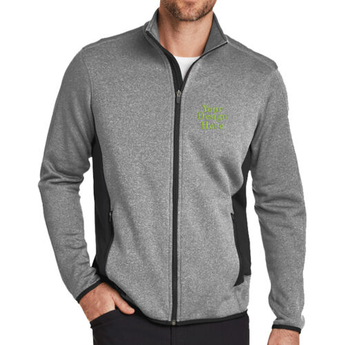 Embroidered  - Full Zip Heather Stretch Fleece Jacket Thumbnail