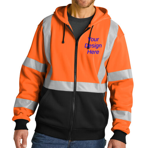 Printed  - A107 Class 3 Heavy Duty Fleece Full Zip Hoodie Thumbnail