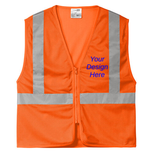 Printed  - Ansi 107 Class 2 Economy Mesh Zippered Vest Thumbnail