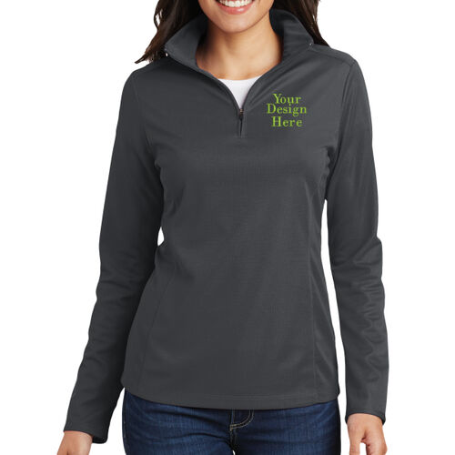 Embroidered  - Ladies Pinpoint Mesh 1/2 Zip Thumbnail