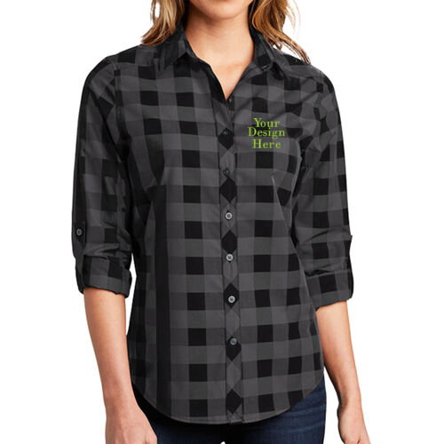 Embroidered  - Ladies Everyday Plaid Shirt Thumbnail