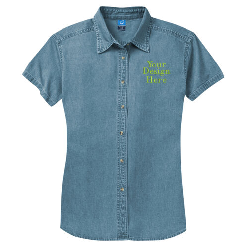 Embroidered  - Ladies Short Sleeve Value Denim Shirt Thumbnail