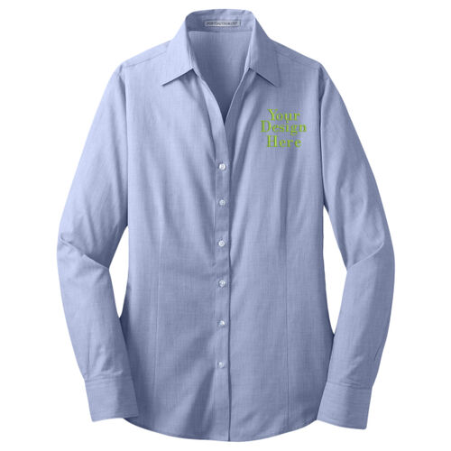 Embroidered  - Ladies Crosshatch Easy Care Shirt Thumbnail