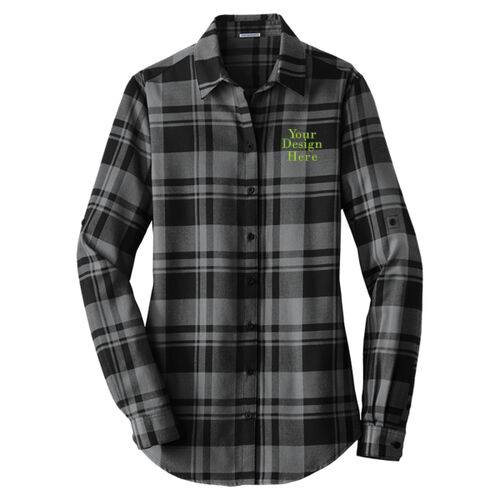 Embroidered  - Ladies Plaid Flannel Tunic Thumbnail