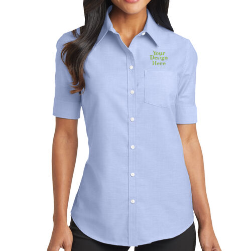 Embroidered  - Ladies Short Sleeve SuperPro &#153; Oxford Shirt Thumbnail