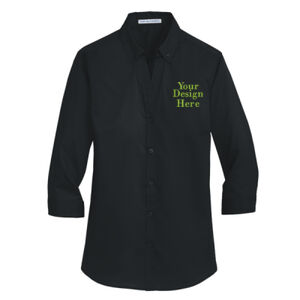 Embroidered  - Ladies 3/4 Sleeve SuperPro &#153; Twill Shirt Thumbnail