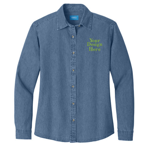 Embroidered  - Ladies Long Sleeve Value Denim Shirt Thumbnail