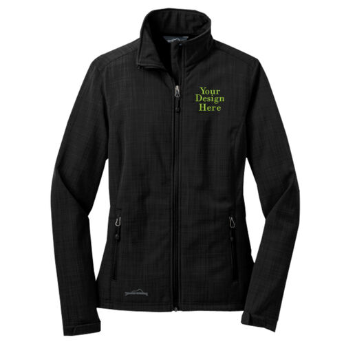 Embroidered  - Ladies Shaded Crosshatch Soft Shell Jacket Thumbnail