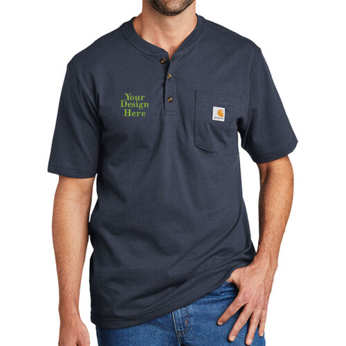 Embroidered  - Short Sleeve Henley T Shirt Thumbnail