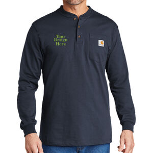Embroidered  - Long Sleeve Henley T Shirt Thumbnail