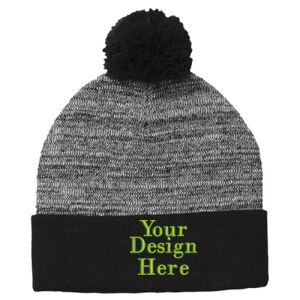 Embroidered  - Heather Pom Pom Beanie Thumbnail