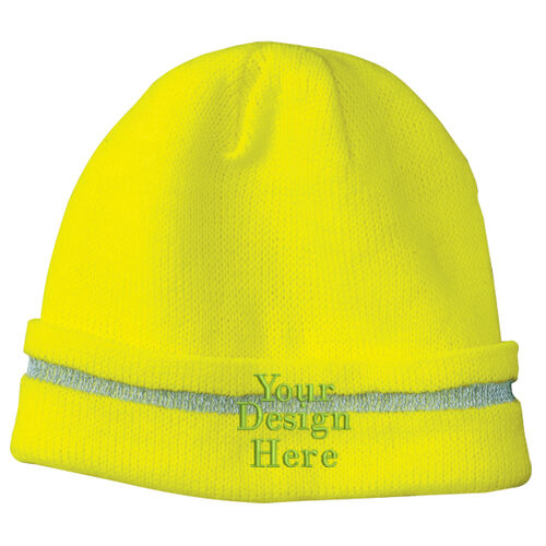 Embroidered  - Enhanced Visibility Beanie with Reflective Stripe Thumbnail