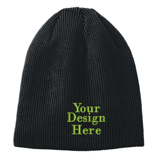 Embroidered  - Rib Knit Slouch Beanie Thumbnail