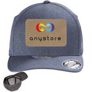 Printed  - Leather Patch  Flexfit ® Melange Unipanel ™ Cap Navy with Tan Patch Thumbnail