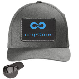 Printed  - Leather Patch  Flexfit ® Melange Unipanel ™ Cap Gray with Black Patch Thumbnail