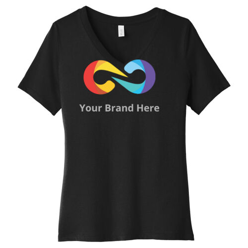 YourBrandHere - Women's Relaxed Jersey Short Sleeve V Neck Tee Thumbnail
